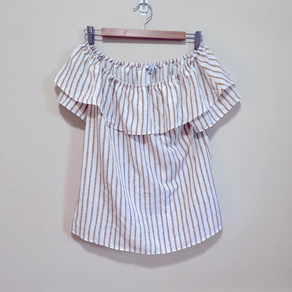 NWT Halston off the shoulder striped top